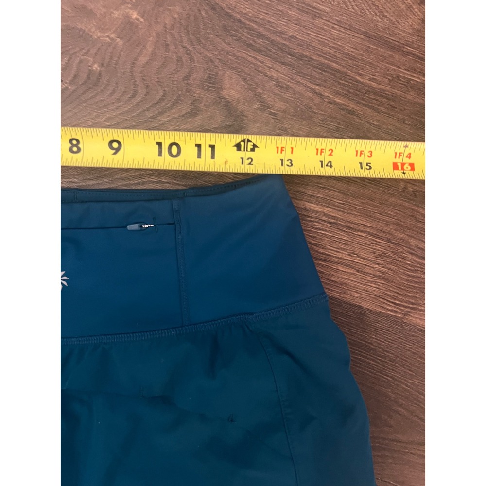 Athleta Mesh Racer Run Shorts Womens XS Teal Blue Athletic Lined Running Shorts - Picture 3 of 6